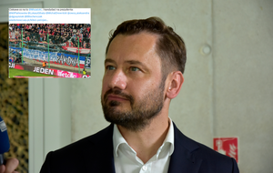 Aleksander Miszalski i cytat z wpisu X Szymona Jadczaka / autor: Fratria/X/Szymon Jadczak 