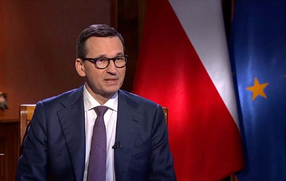 premier Mateusz Morawiecki w programie Gość Wiadomości / autor: TVP Info