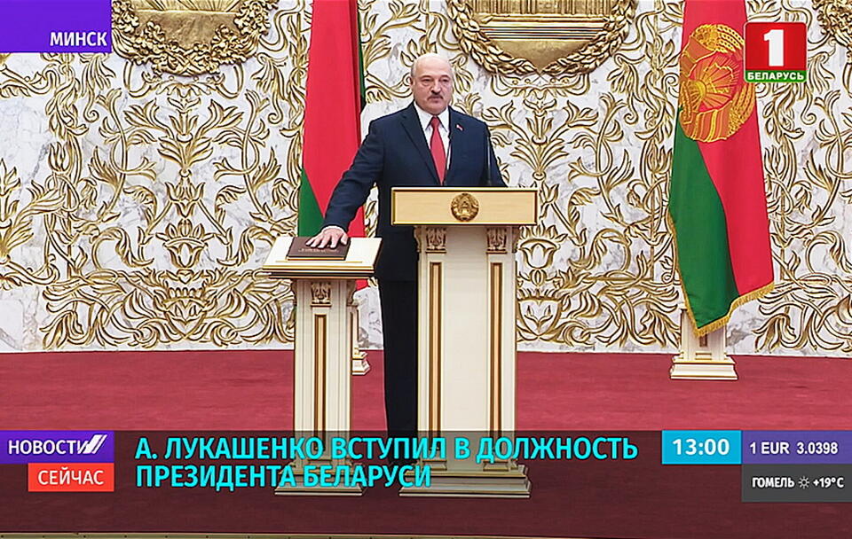 Aleksandr Lukaszenka, zaprzysiezenie na urzad prezydenta, wrzesień 2020 r. / autor: Fratria