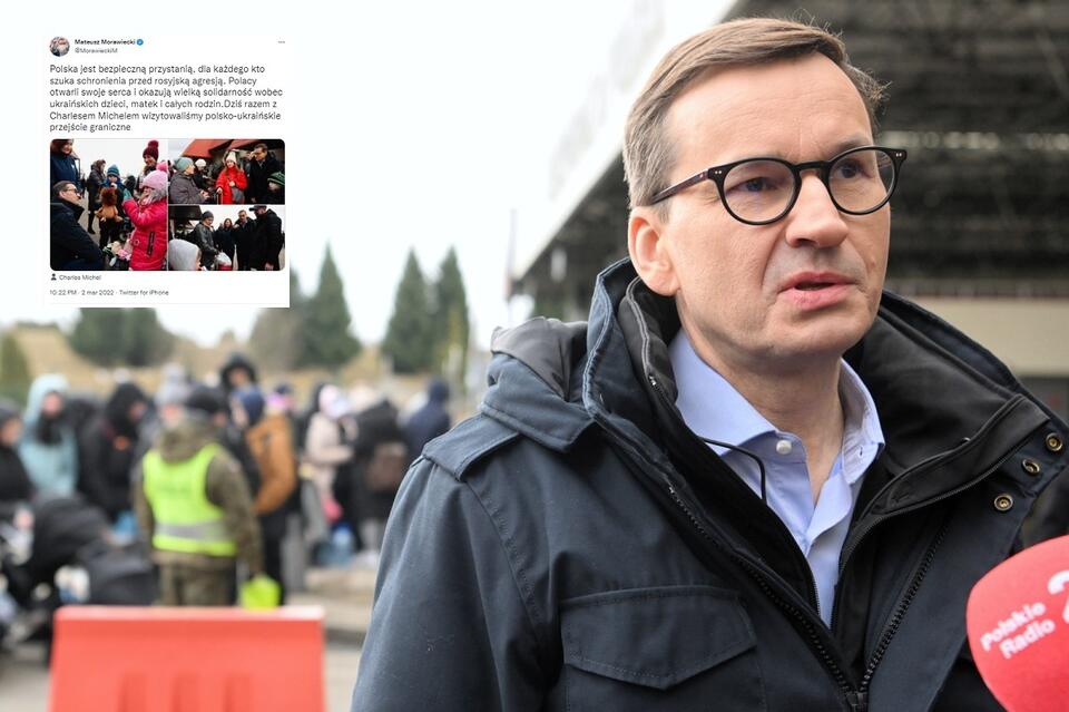 Premier Mateusz Morawiecki podczas wizyty na przejściu granicznym Korczowa-Krakowiec / autor: PAP/Darek Delmanowicz