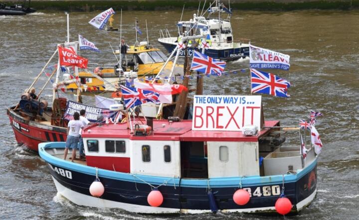 W Londynie na Tamizie trwa prawdziwy pojedynek statków, barek i łodzi przeciwników i zwolenników Brexitu, fot. PAP/EPA/FACUNDO ARRIZABALAGA