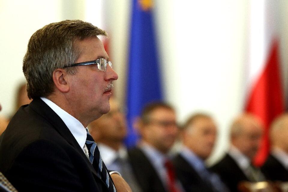  Prezydent Bronisław Komorowski w czasie debaty pt. "Perspektywy globalnej roli UE. Idee, interesy, instrumenty", PAP/Tomasz Gzell