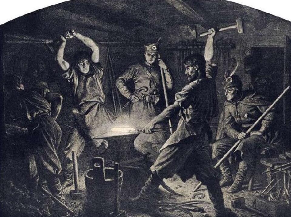 Artur Grottger - Kucie kos   fot. Wikipedia