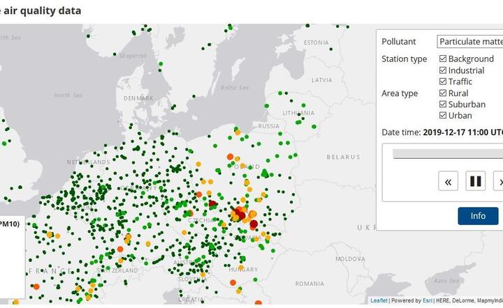 Mapę zanieczyszczeń można obejrzeć w każdej chwili! / autor: fot. EEA