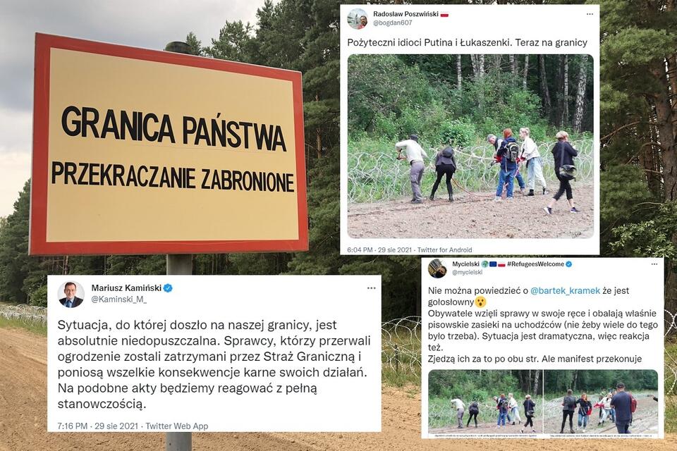 Granica z Białorusią / autor: Twitter/MON/Mariusz Kamiński/Radosław Poszwiński/Mycielski