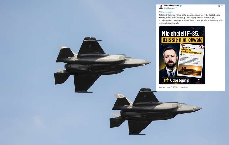 Myśliwce F-35. Na miniaturze - wpis Mariusza Błaszczaka / autor: Fratria/x: @mblaszczak