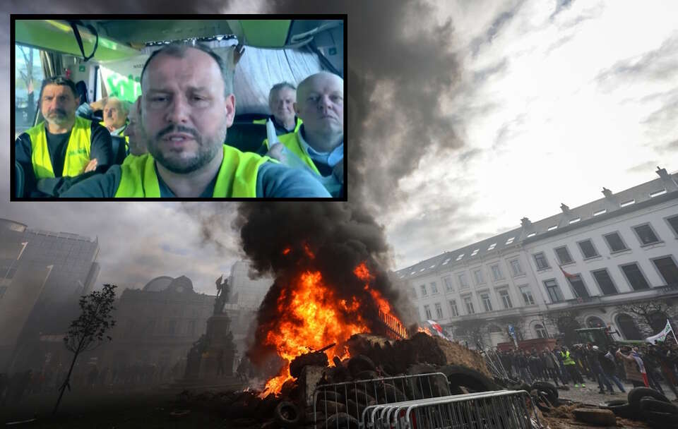 Tomasz Ognisty zastępca przewodniczącego NSZZ Rolników Indywidualnych Solidarność ocenia skutki umowy w Mercosur. / autor: PAP/EPA/OLIVIER MATTHYS/Telewizja wPolsce24