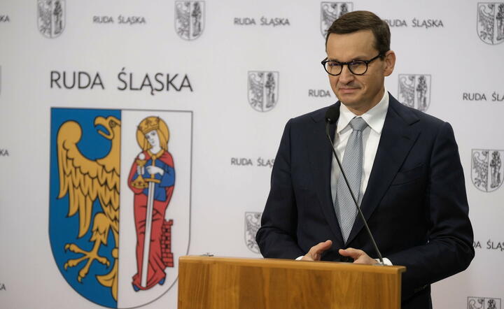 premier Mateusz Morawiecki podczas konferencji prasowej w Rudzie Śląskiej, 22 bm. / autor: fotoserwis PAP