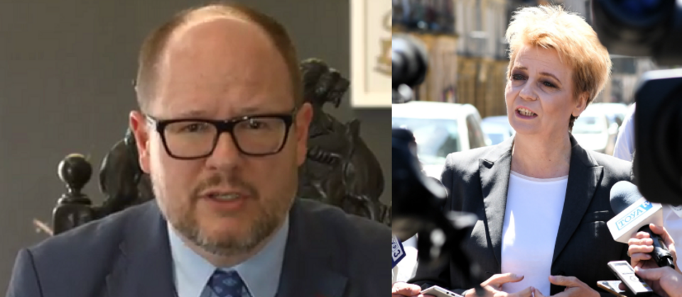 Paweł Adamowicz/Hanna Zdanowska / autor: 	PAP/Grzegorz Michałowski/screen YT