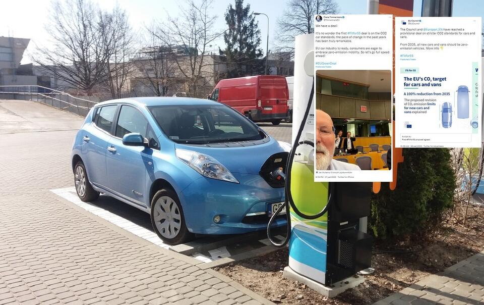 Samochód elektryczny / autor: Fratria, Twitter/@TimmermansEU, @EUCouncil 