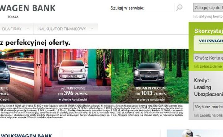 Fragment strony www Volkswagen Bank Polska