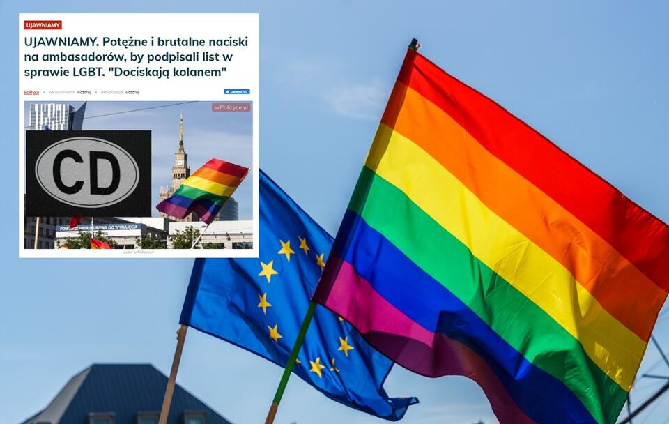 Flagi UE i LGBT (zdjęcie ilustracyjne) / autor: Fratria/wPolityce.pl