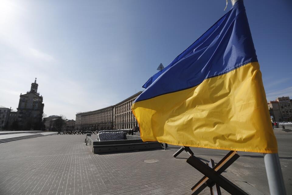 Flaga Ukrainy w Kijowie / autor: PAP/EPA