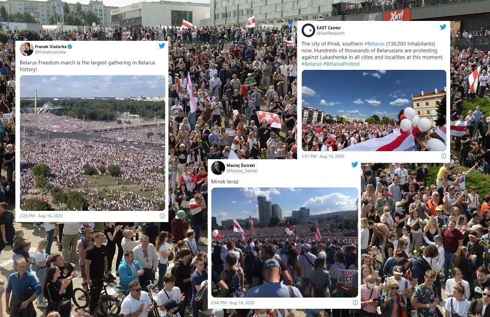 Manifestacje opozycyjne na Białorusi / autor: PAP/EPA; Twitter
