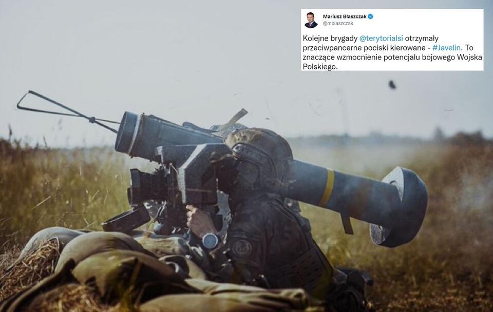 Żołnierz WOT z Javelinem/ Wpis szefa MON z Twittera / autor: Twitter/Mariusz Błaszczak