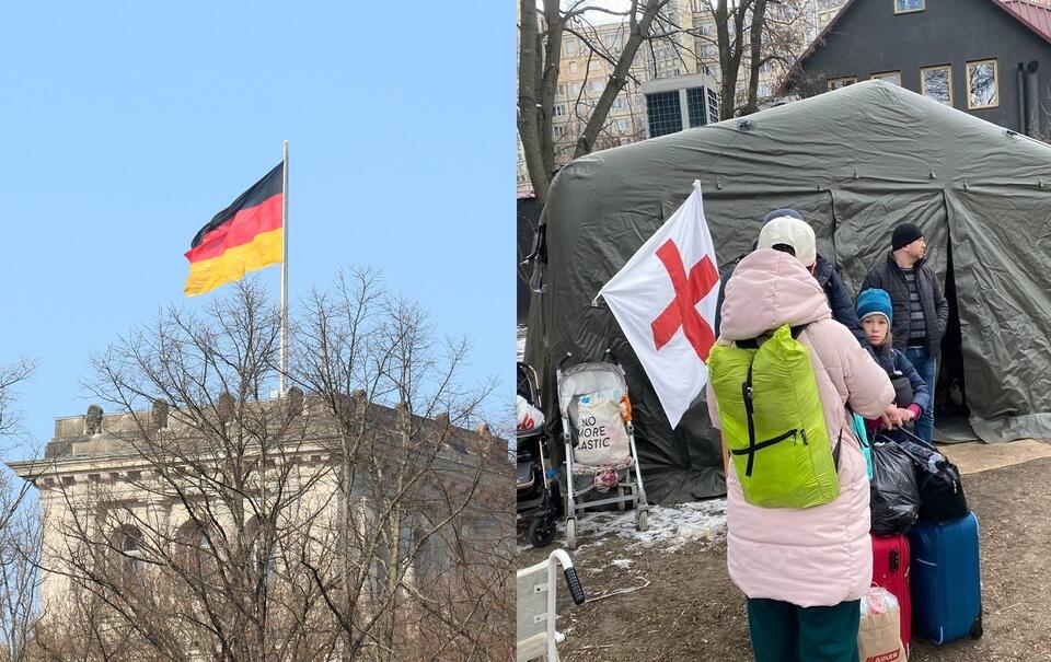 Flaga Niemiec/Uchodźcy z Ukrainy / autor: Fratria