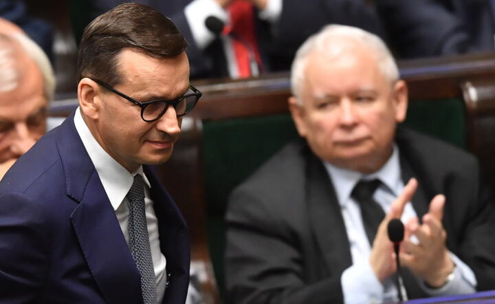 Premier Mateusz Morawiecki, Jarosław Kaczyński / autor: PAP/Radek Pietruszka