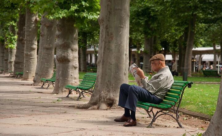 starszy pan na ławce w parku / autor: pixabay