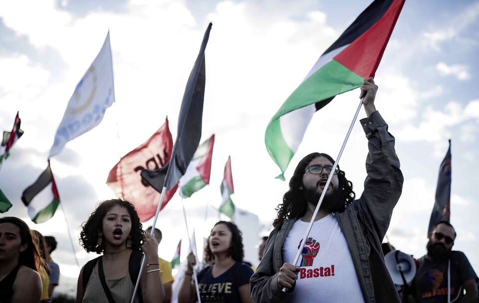 Protesty pro-palestyńskie / autor: PAP/EPA/Jeffrey Arguedas