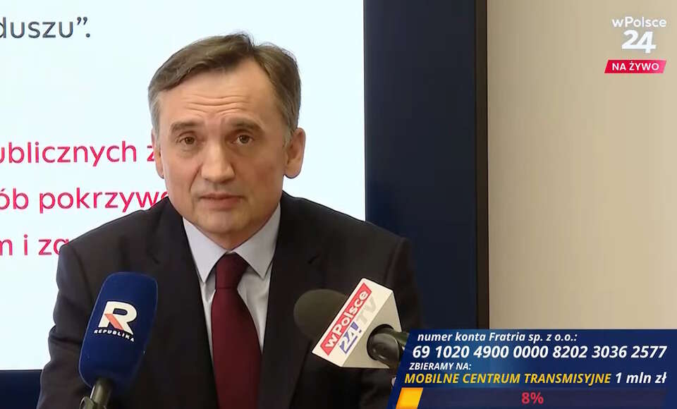Zbigniew Ziobro podczas konferencji prasowej w Budapeszcie / autor: Telewizja wPolsce24