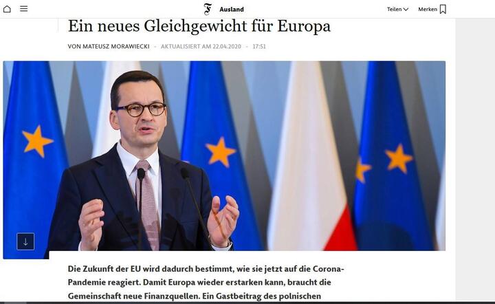 Premier Mateusz Morawiecki udzielił wywiadu jednej z największych, niemieckich gazet / autor: fot. FAZ/internet