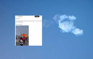 Na zdjęciu dym z przechwyconego pocisku nad Dohą w Katarze oraz wpis Visegrád 24 (screen z X) / autor: PAP/EPA/X-Visegrád 24 (screen)