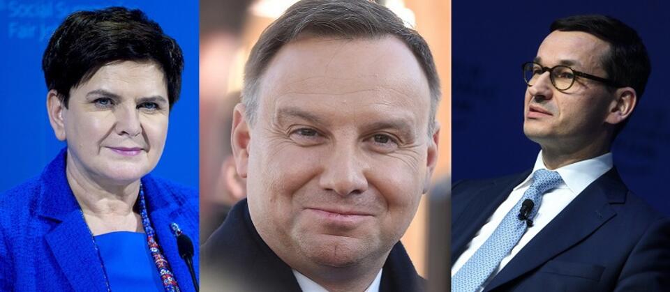 Beata Szydło, Andrzej Duda, Mateusz Morawiecki / autor: Flickr/P.Tracz/KPRM; PAP/Radek Pietruszka; PAP/EPA