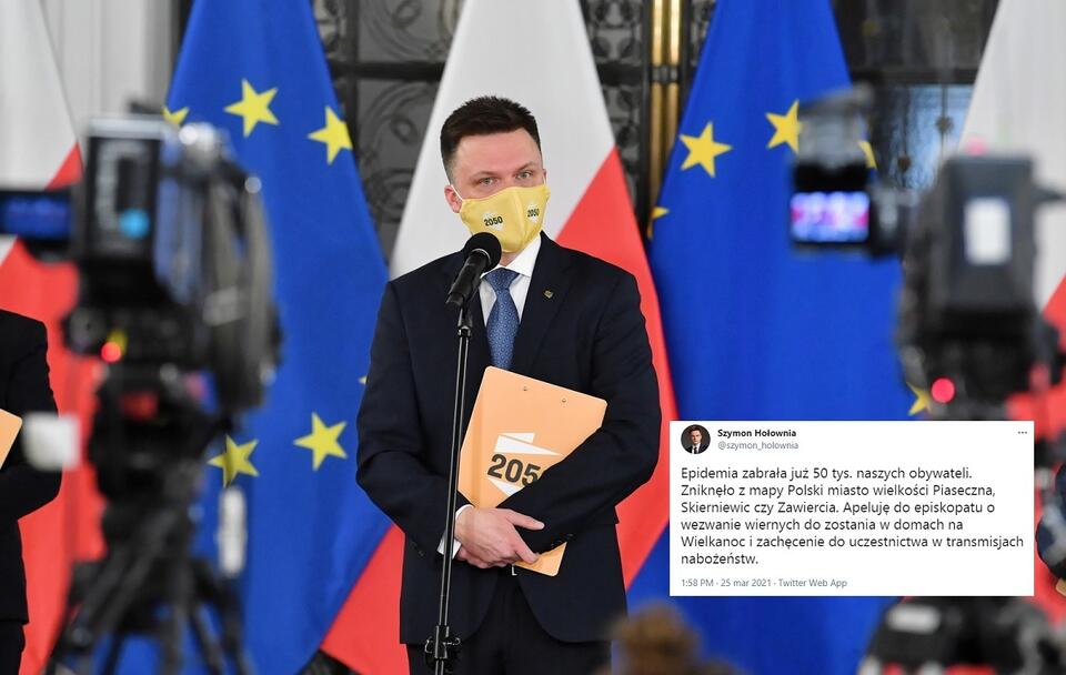 Lider Ruchu Polska 2050 Szymon Hołownia / autor: PAP/Radek Pietruszka; Twitter/Szymon Hołownia