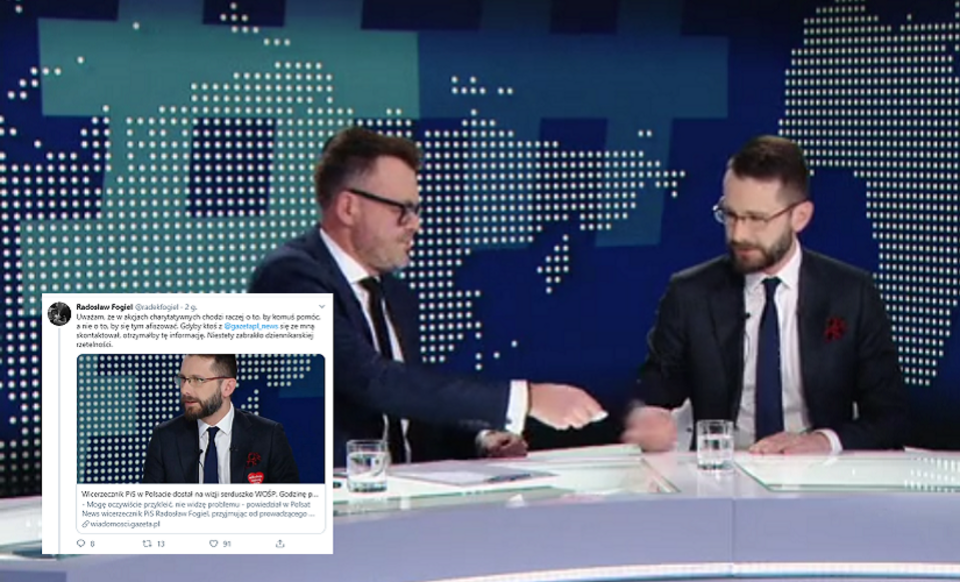 autor: screen: Polsat News; Twitter/Radosław Fogiel