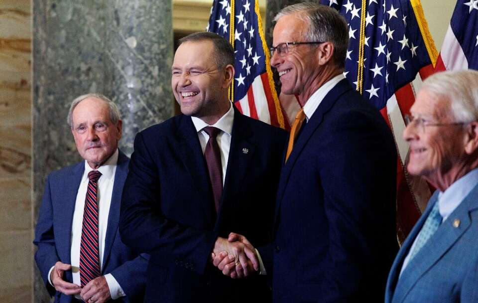 Karol Nawrocki i John Thune / autor: PAP/EPA/WILL OLIVER