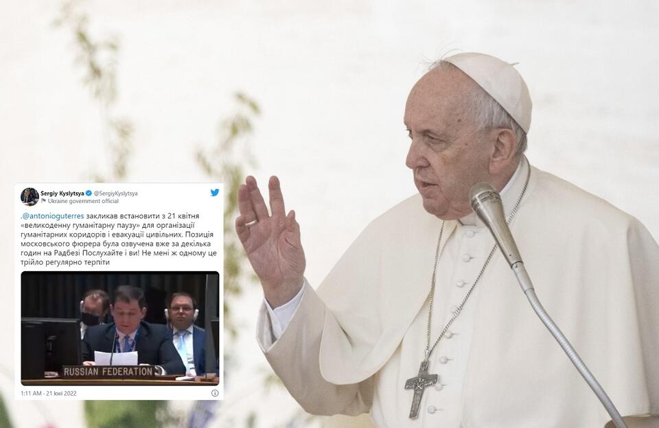 Papież Franciszek / autor: PAP/EPA; Twitter/Sergiy Kyslytsya