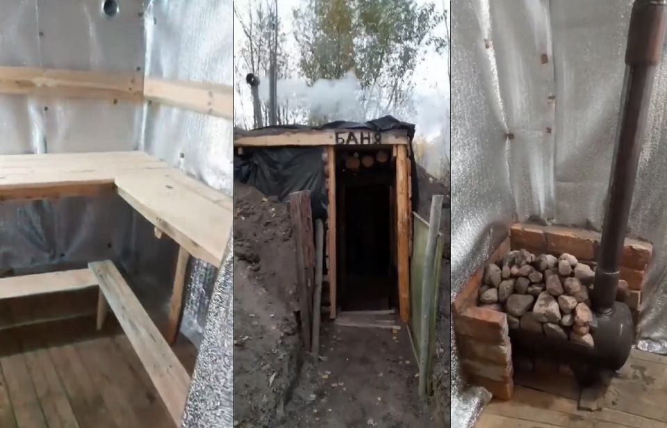 Bania (sauna) w okopach / autor: Twitter/Ukraine / Україна