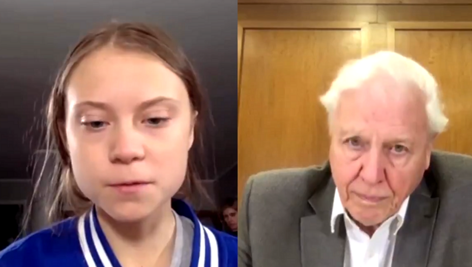 Greta Thunberg i Sir David Attenborough / autor: Screen/Reuters/Twitter