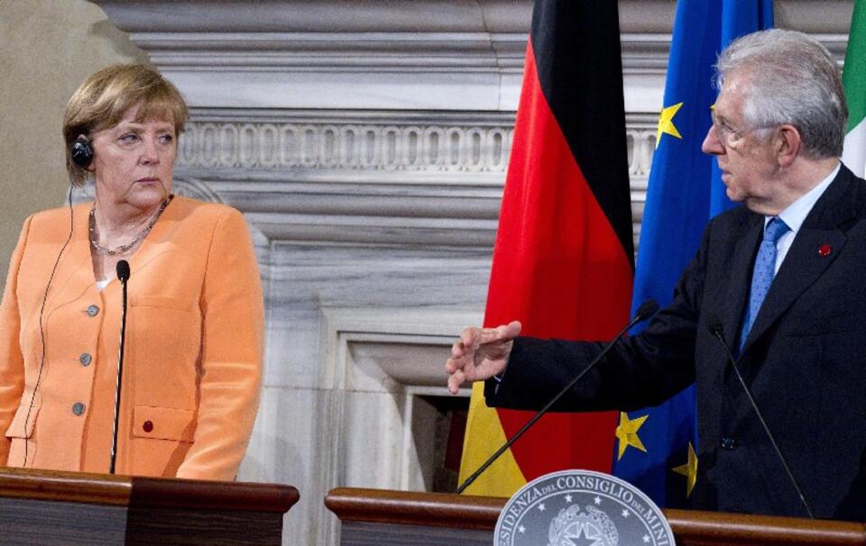 PAP/EPA, Kanclerz Merkel i premier Włoch Mario Monti