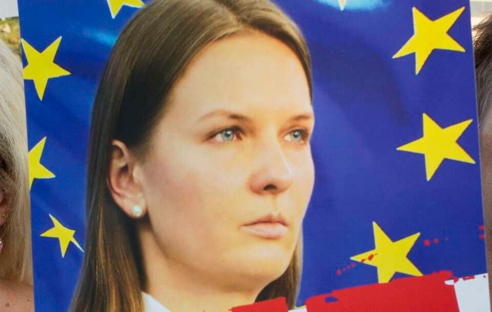 Ludmiła Kozłowska na jednym z plakatów podczas protestu w 2018 roku / autor: Fratria