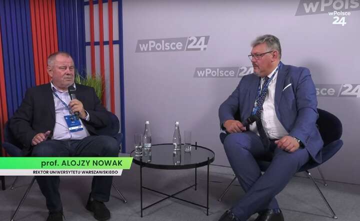 Prof. Alojzy Z. Nowak, rektor UW był gościem red. Macieja Wośko w studio telewizji wPolsce24 / autor: YT @wpolsce24 - screen