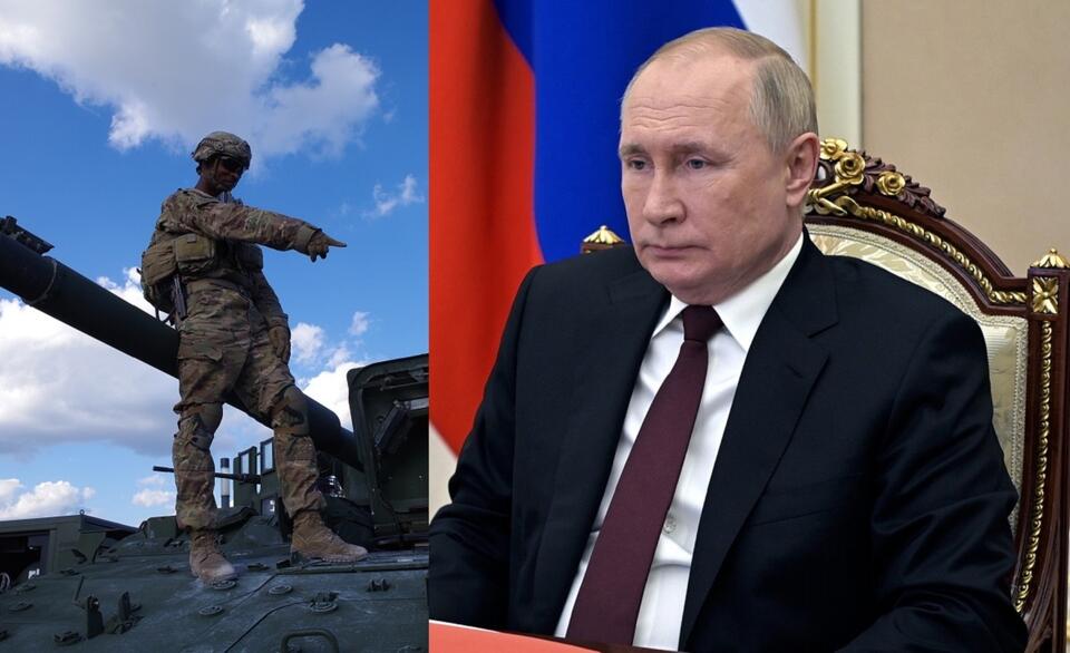 Amerykański żołnierz na pokazach wojskowych MON (lipiec 2017)/Prezydent Rosji Władimir Putin / autor: Fratria/PAP/EPA