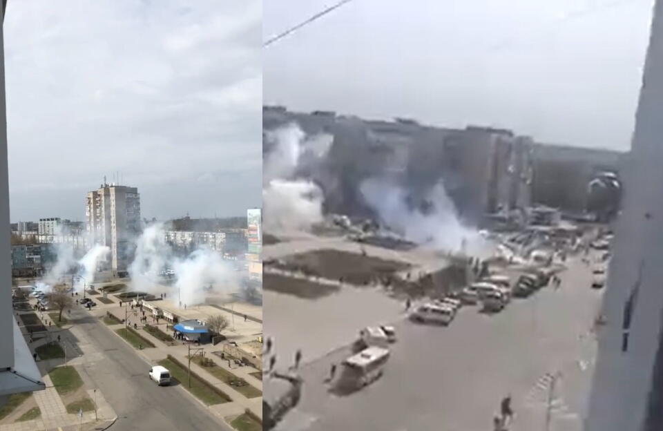 Eksplozje w zajętym przez rosyjskie wojska Energodarze / autor: Twitter CaspianReport