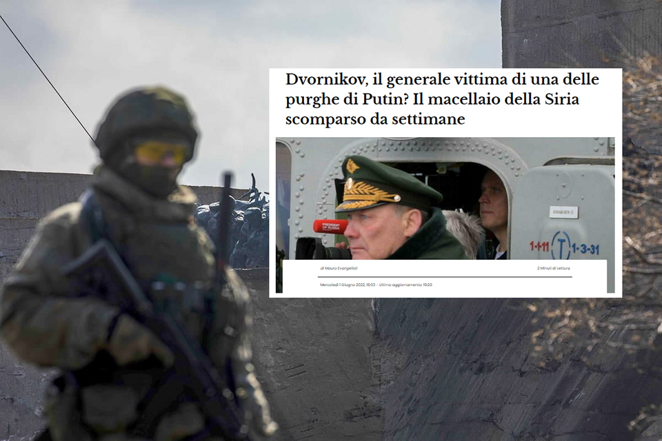 Rosyjski żołnierz i artykuł włoskiej prasy o rzeźniku z Syrii / autor: FB/Минобороны России; Il Messaggero