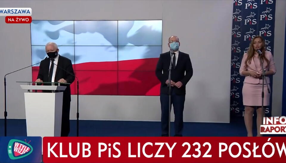 Jarosław Kaczyński, Małgorzata Janowska, Adam Bielan / autor: screen TVP Info