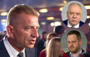 Europoseł KO Bartosz Arłukowicz i posłowie PiS Jacek Sasin oraz Janusz Cieszyński.  / autor: Fratria