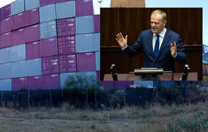 Kontenery w porcie, Donald Tusk / autor: Wikimedia Commons/https://creativecommons.org/licenses/by-sa/4.0/deed.en/	Benjamín Núñez González/Fratria