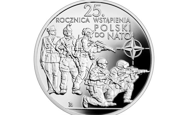 Rewers monety NBP „25. rocznica wstąpienia Polski do NATO" / autor: materiały prasowe NBP