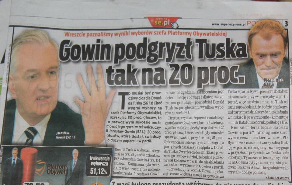 Wybory w PO, gdy Gowin rzucił rękawicę Tuskowi, były czasem wzmożonej krytyki ówczesnego posła PO. / autor: fot. Fratria
