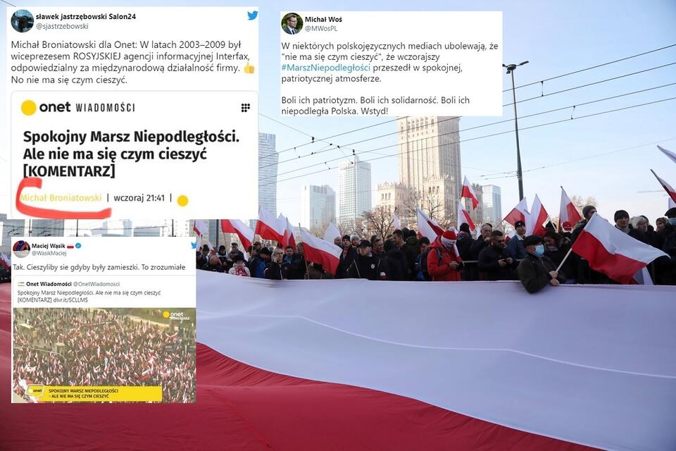 Marsz Niepodległości  / autor: 	PAP/Wojciech Olkuśnik/ screenshot Twitter 