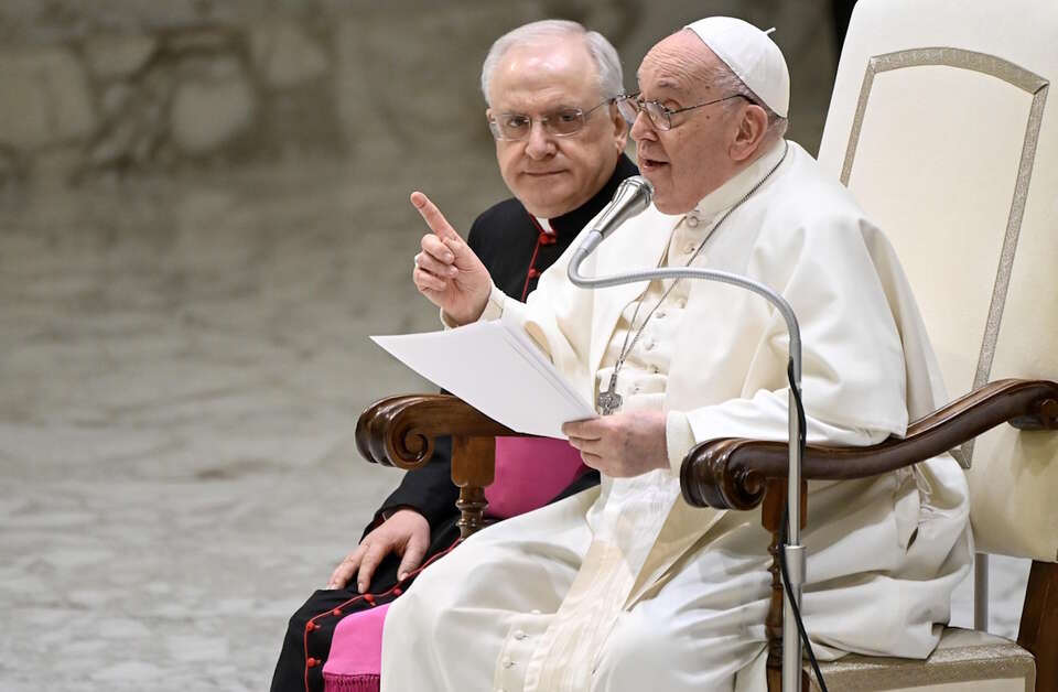 papież Franciszek podczas audiencji generalnej, 27 stycznia 2024 r. / autor: PAP/EPA/RICCARDO ANTIMIANI