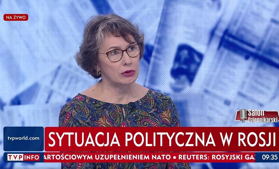 Agnieszka Romaszewska w "Salonie Dziennikarskim" / autor: screen TVP Info