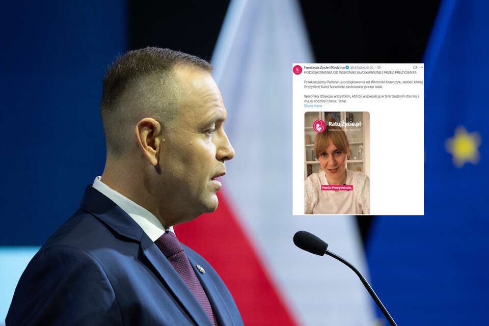 Na zdjęciu prezydent Karol Nawrocki oraz wpis Fundacji Życie i Rodzina (screen z X) / autor: Fratria/X-Fundacja Życie i Rodzina (screen)