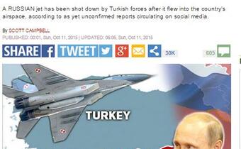 Brytyjska prasa: Tureckie lotnictwo zestrzeliło rosyjski samolot na pograniczu z Syrią!