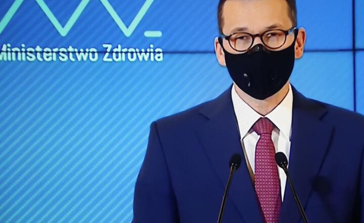 Transmisja konferencji prasowej premiera Morawieckiego / autor: PAP/Wojciech Olkuśnik